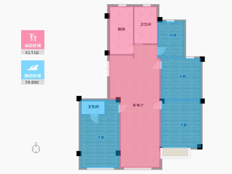 江苏省-盐城市-丰和名都花苑-108.80-户型库-动静分区