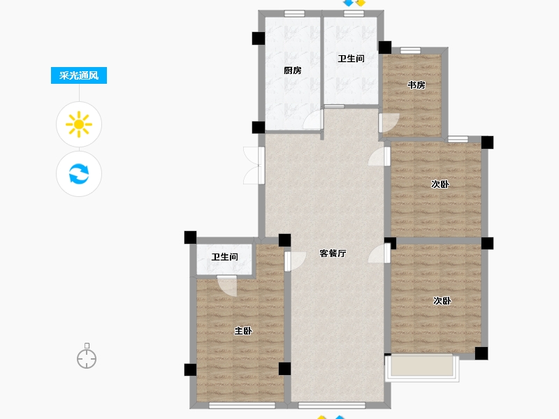 江苏省-盐城市-丰和名都花苑-108.80-户型库-采光通风