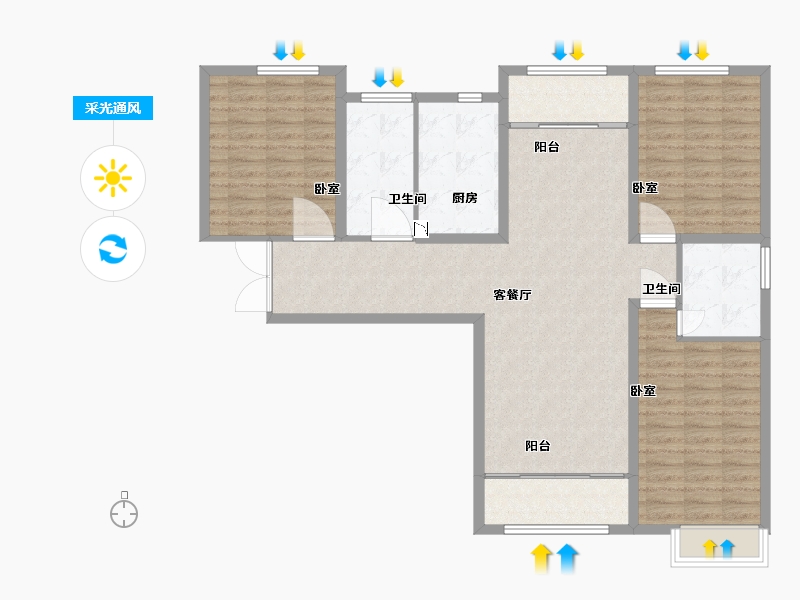 甘肃省-兰州市-普天格兰绿都-112.70-户型库-采光通风