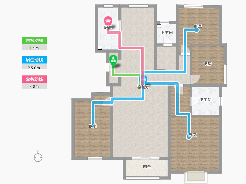 内蒙古自治区-包头市-中冶世家-142.04-户型库-动静线