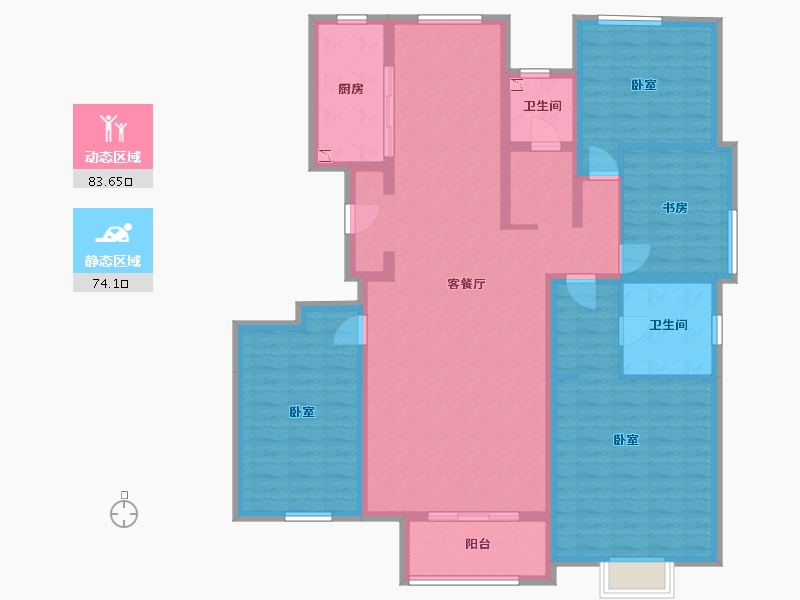 内蒙古自治区-包头市-中冶世家-142.04-户型库-动静分区