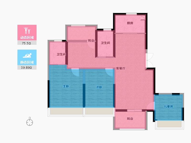 江苏省-盐城市-荣润常青藤-102.40-户型库-动静分区