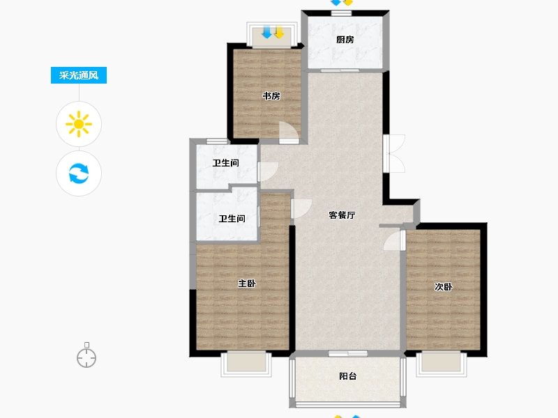 江苏省-盐城市-华府大公馆-116.00-户型库-采光通风