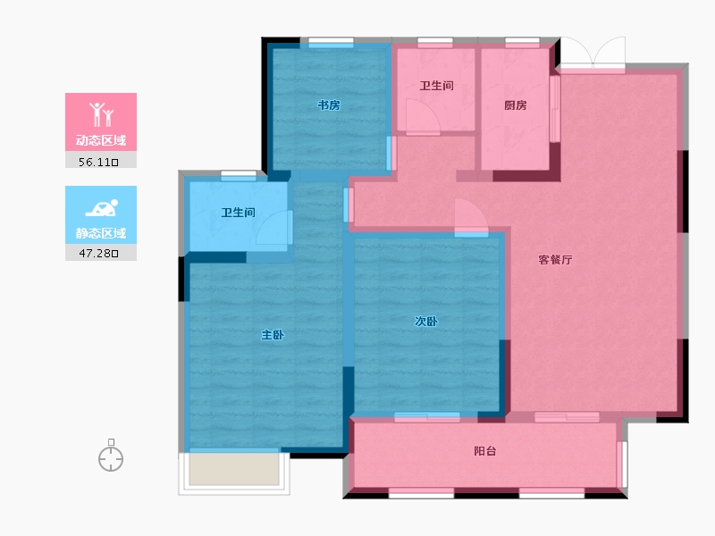 江苏省-盐城市-通银红堡庄园-92.00-户型库-动静分区