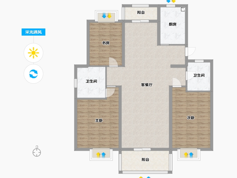 江苏省-盐城市-华府大公馆-123.05-户型库-采光通风