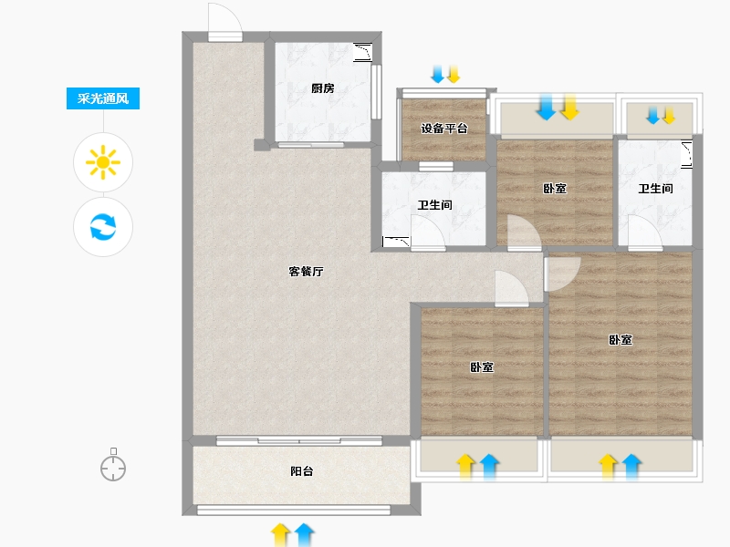 江苏省-苏州市-上城时光-94.00-户型库-采光通风