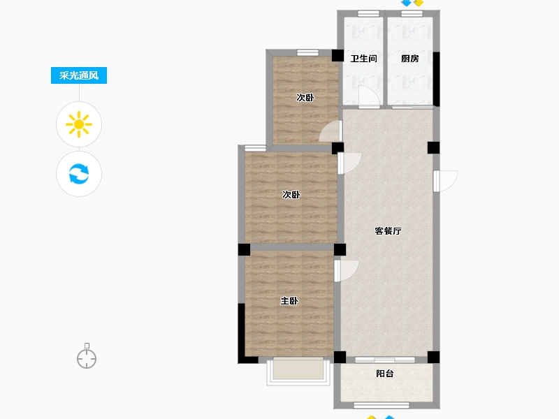 江苏省-盐城市-丰和名都花苑-84.52-户型库-采光通风