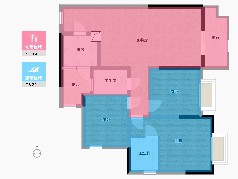 重庆-重庆市-象屿·观悦府-80.46-户型库-动静分区