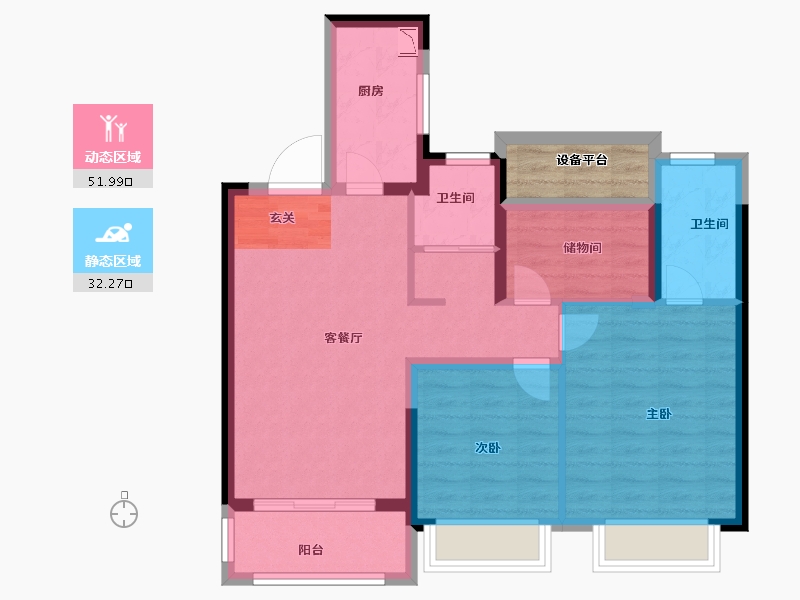 江苏省-南京市-中南上悦花苑-78.00-户型库-动静分区