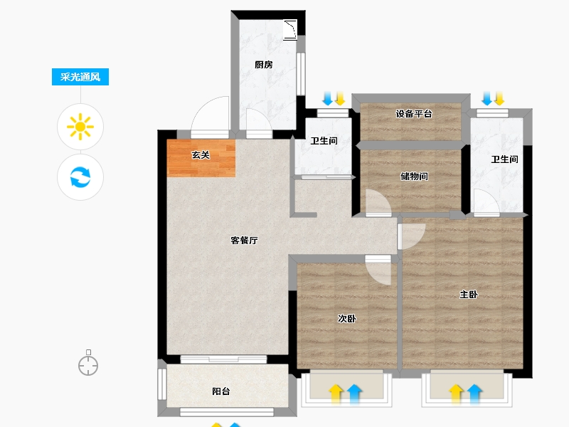 江苏省-南京市-中南上悦花苑-78.00-户型库-采光通风