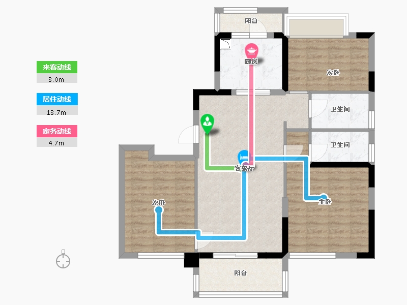 江苏省-盐城市-碧桂园剑桥郡-87.06-户型库-动静线