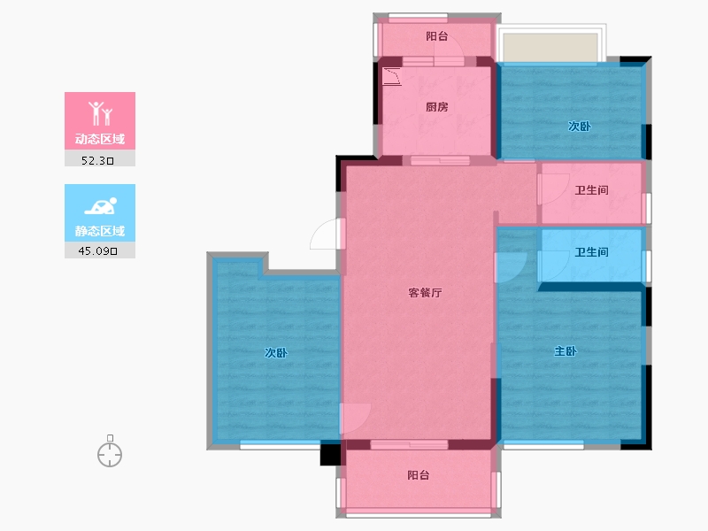 江苏省-盐城市-碧桂园剑桥郡-87.06-户型库-动静分区