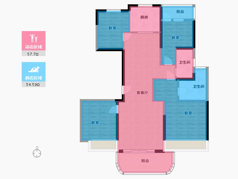 江苏省-苏州市-茂瑞府-99.67-户型库-动静分区