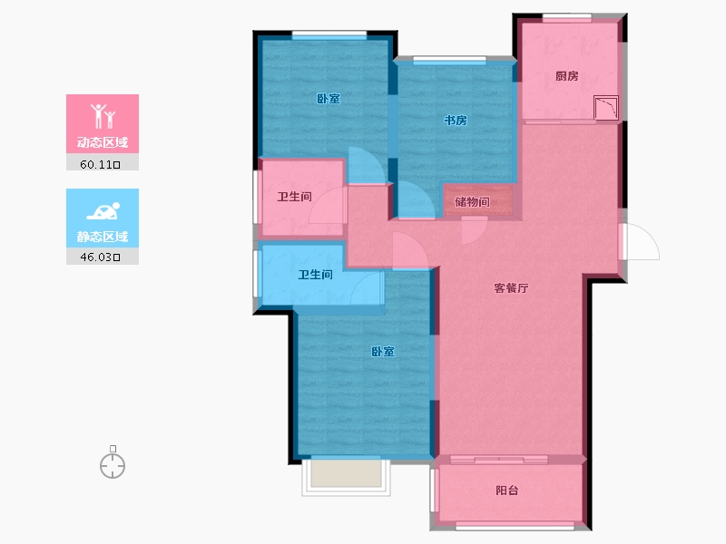 江苏省-苏州市-天地源拾锦香都-94.58-户型库-动静分区