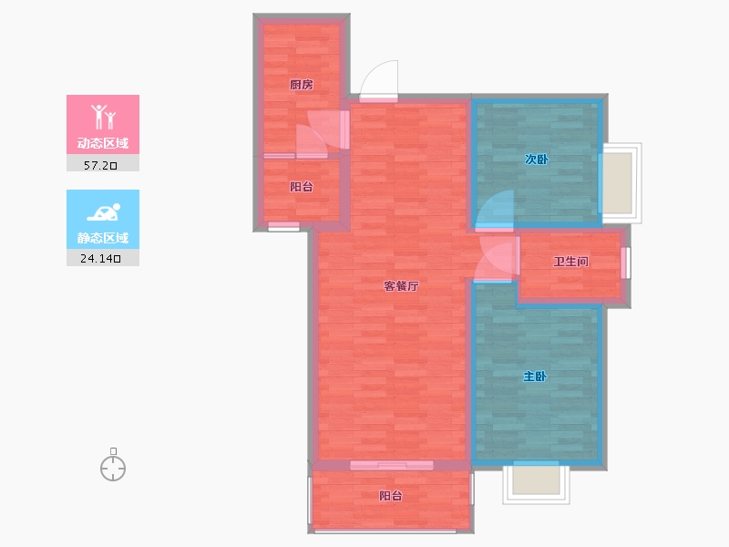 陕西省-西安市-世纪优盘-72.70-户型库-动静分区