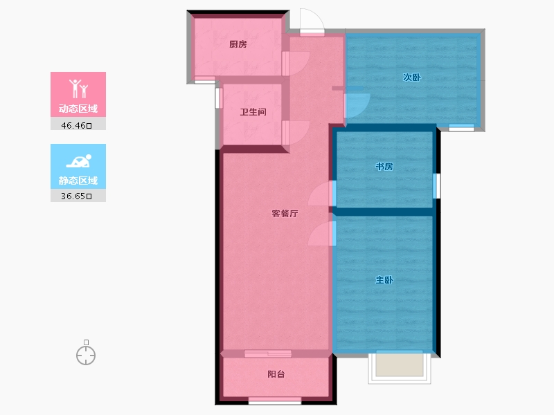 陕西省-西安市-清凉灞柳-73.23-户型库-动静分区