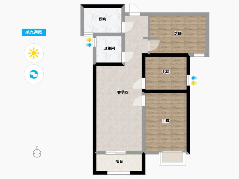 陕西省-西安市-清凉灞柳-73.23-户型库-采光通风