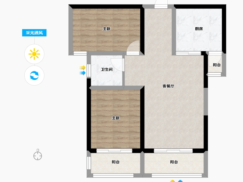 陕西省-榆林市-多丰•水岸绿洲-70.11-户型库-采光通风