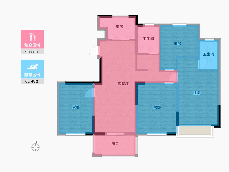 江苏省-盐城市-德惠尚书房锦苑-100.00-户型库-动静分区