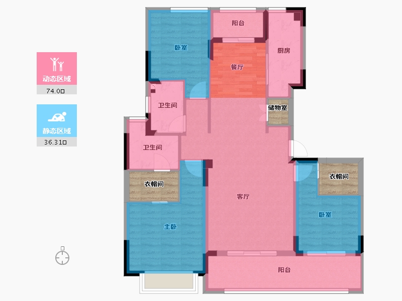 江苏省-苏州市-融创太湖御园-106.28-户型库-动静分区