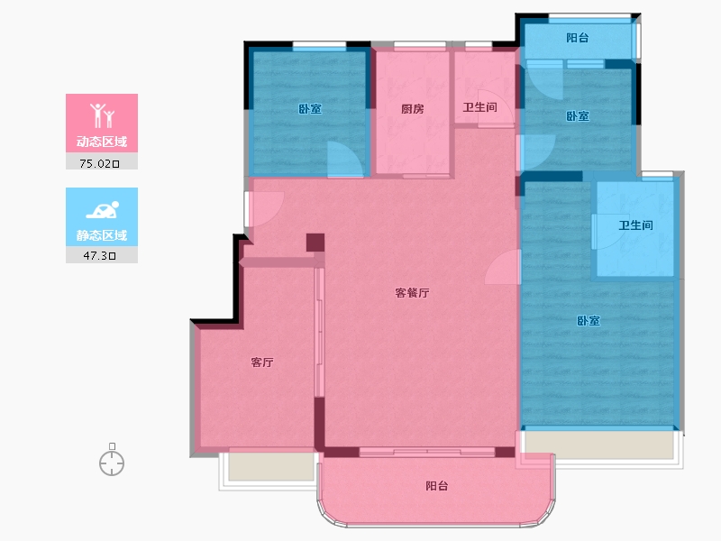 江苏省-苏州市-茂瑞府-111.41-户型库-动静分区