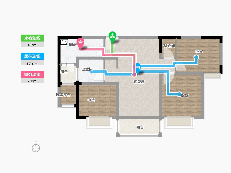 江苏省-苏州市-浅棠平江花园-86.00-户型库-动静线