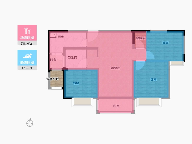 江苏省-苏州市-浅棠平江花园-86.00-户型库-动静分区