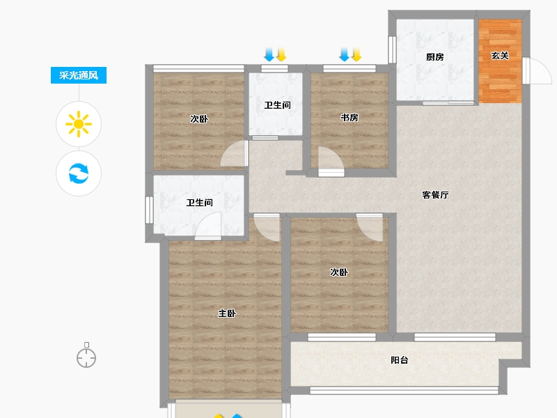 江苏省-苏州市-龙湖首开湖西星辰-102.24-户型库-采光通风