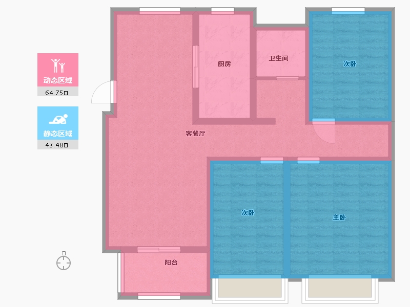 江苏省-盐城市-登达新天地3期望府-96.00-户型库-动静分区