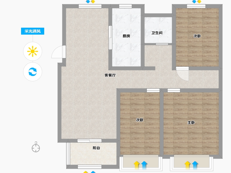 江苏省-盐城市-登达新天地3期望府-96.00-户型库-采光通风