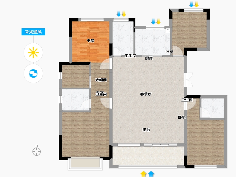 江苏省-徐州市-云龙湖·峰荟-127.91-户型库-采光通风