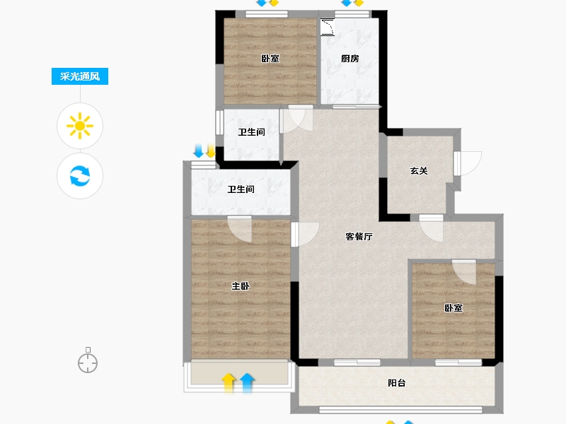 江苏省-常州市-保利和光晨樾-90.09-户型库-采光通风