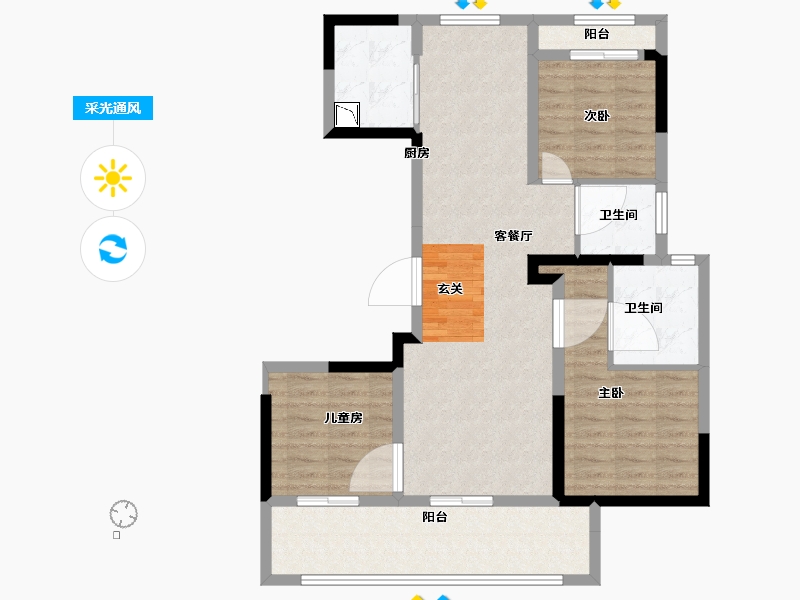 江苏省-常州市-书香世家花园-91.24-户型库-采光通风