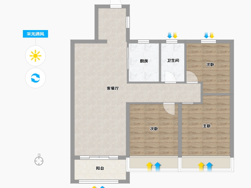 江苏省-盐城市-国投欧亚紫宸-86.41-户型库-采光通风