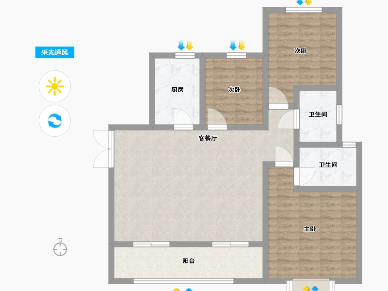 陕西省-西安市-文姬和园-98.00-户型库-采光通风