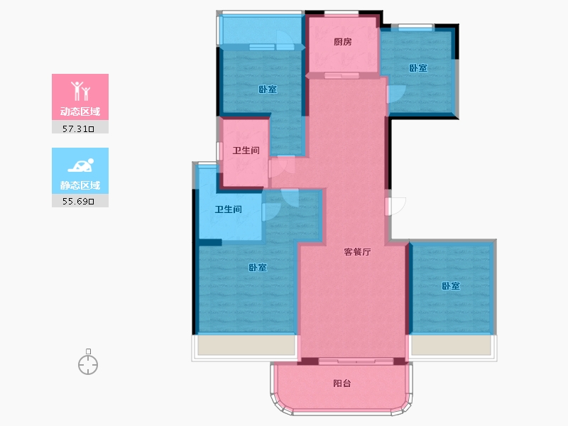 江苏省-苏州市-茂瑞府-99.48-户型库-动静分区