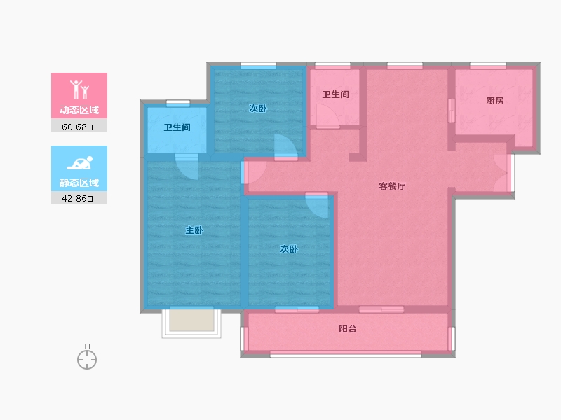 陕西省-西安市-盈泰水岸东方-91.23-户型库-动静分区