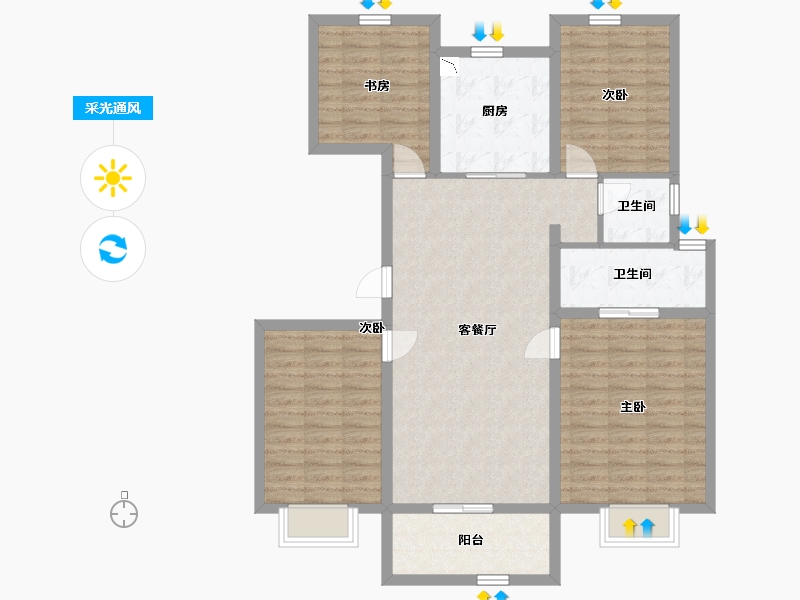 陕西省-西安市-清凉灞柳-107.56-户型库-采光通风