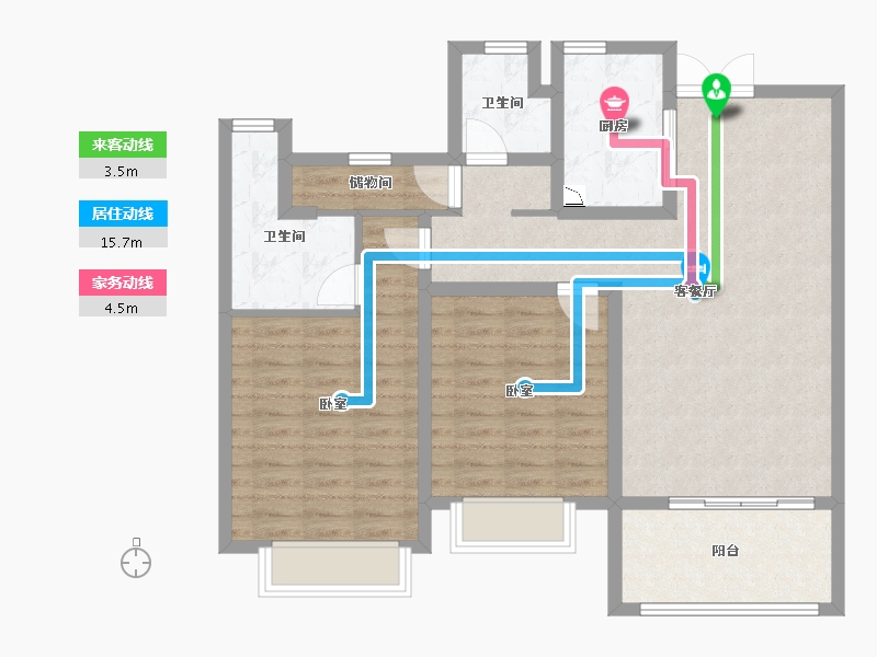 江苏省-苏州市-荷塘月苑-91.00-户型库-动静线