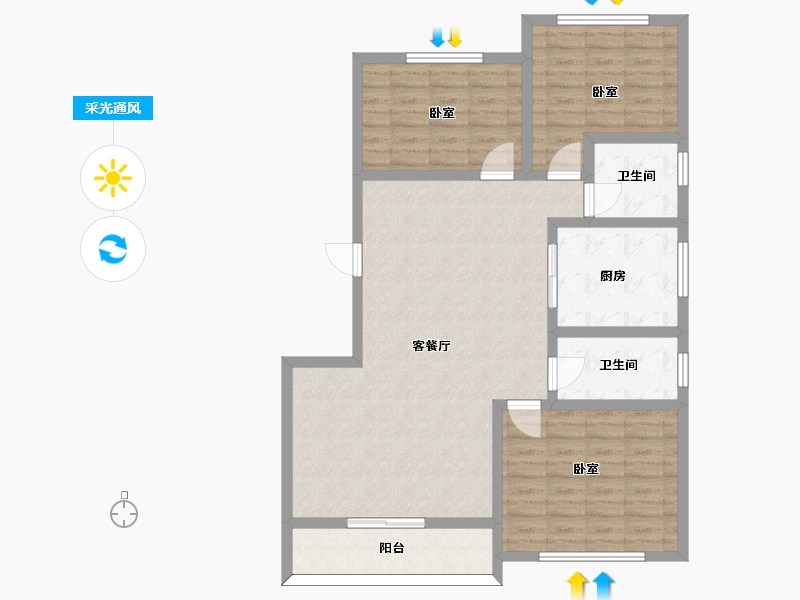 陕西省-宝鸡市-鸿福佳园-101.00-户型库-采光通风