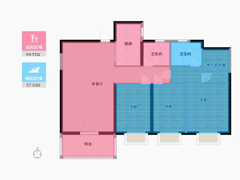 江苏省-盐城市-华府大公馆-109.60-户型库-动静分区