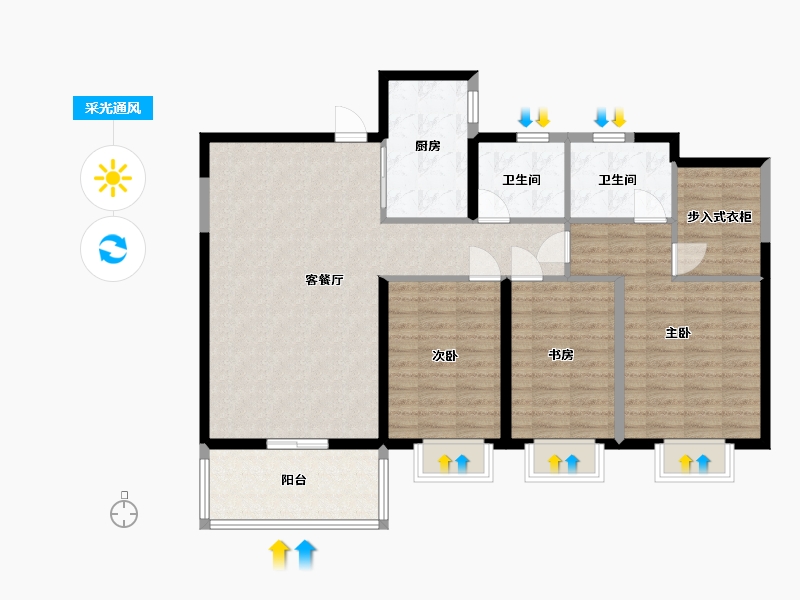 江苏省-盐城市-华府大公馆-109.60-户型库-采光通风