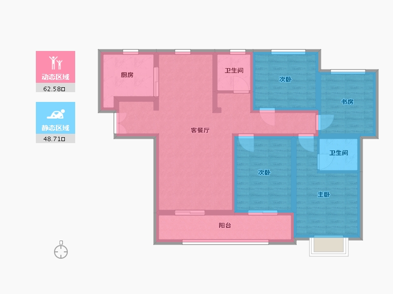 陕西省-西安市-盈泰水岸东方-97.91-户型库-动静分区