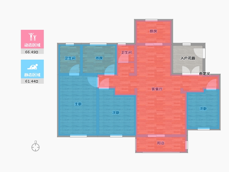 陕西省-西安市-盈泰水岸东方-121.33-户型库-动静分区