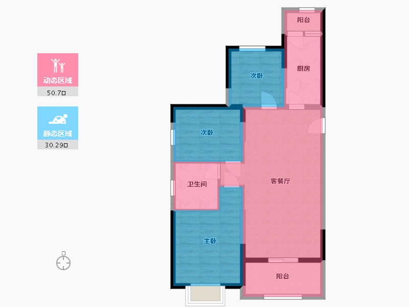 陕西省-西安市-西安恒大养生谷-72.00-户型库-动静分区