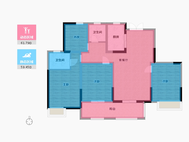 江苏省-盐城市-通银红堡庄园-108.00-户型库-动静分区