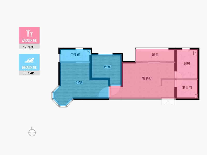 甘肃省-兰州市-普天格兰绿都-67.19-户型库-动静分区