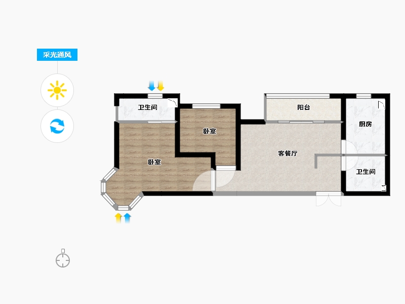 甘肃省-兰州市-普天格兰绿都-67.19-户型库-采光通风