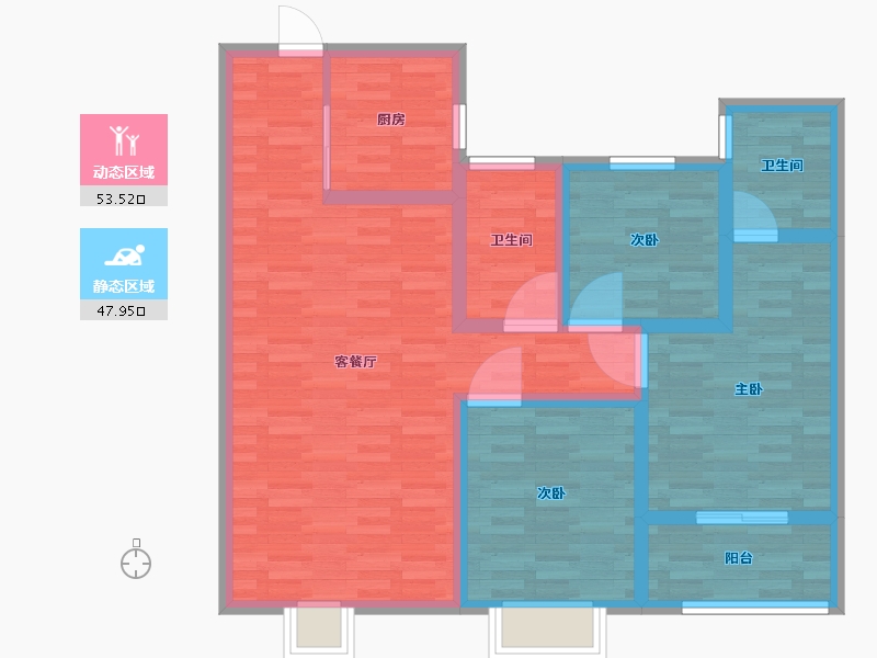 陕西省-西安市-文姬和园-90.00-户型库-动静分区