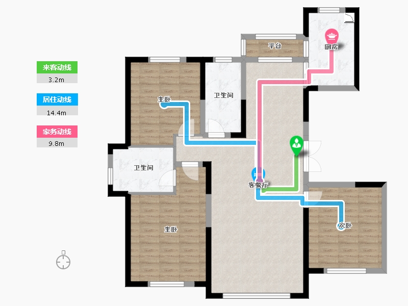 吉林省-通化市-中惠·都市绿洲-113.36-户型库-动静线